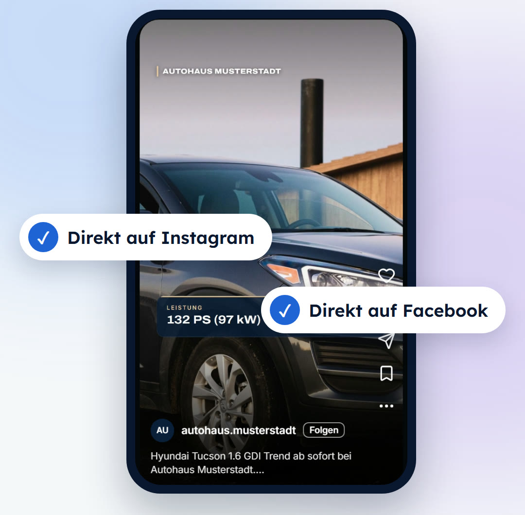 Direkt auf Instagram und Facebook, Beispieldaten